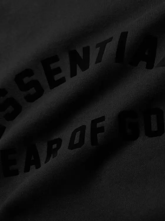 Fear of God Essentials Logo Appliqued Hoodie Black